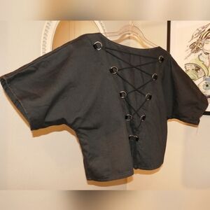 Rare 80s Vintage Goth Punk Laced Up Crop Top